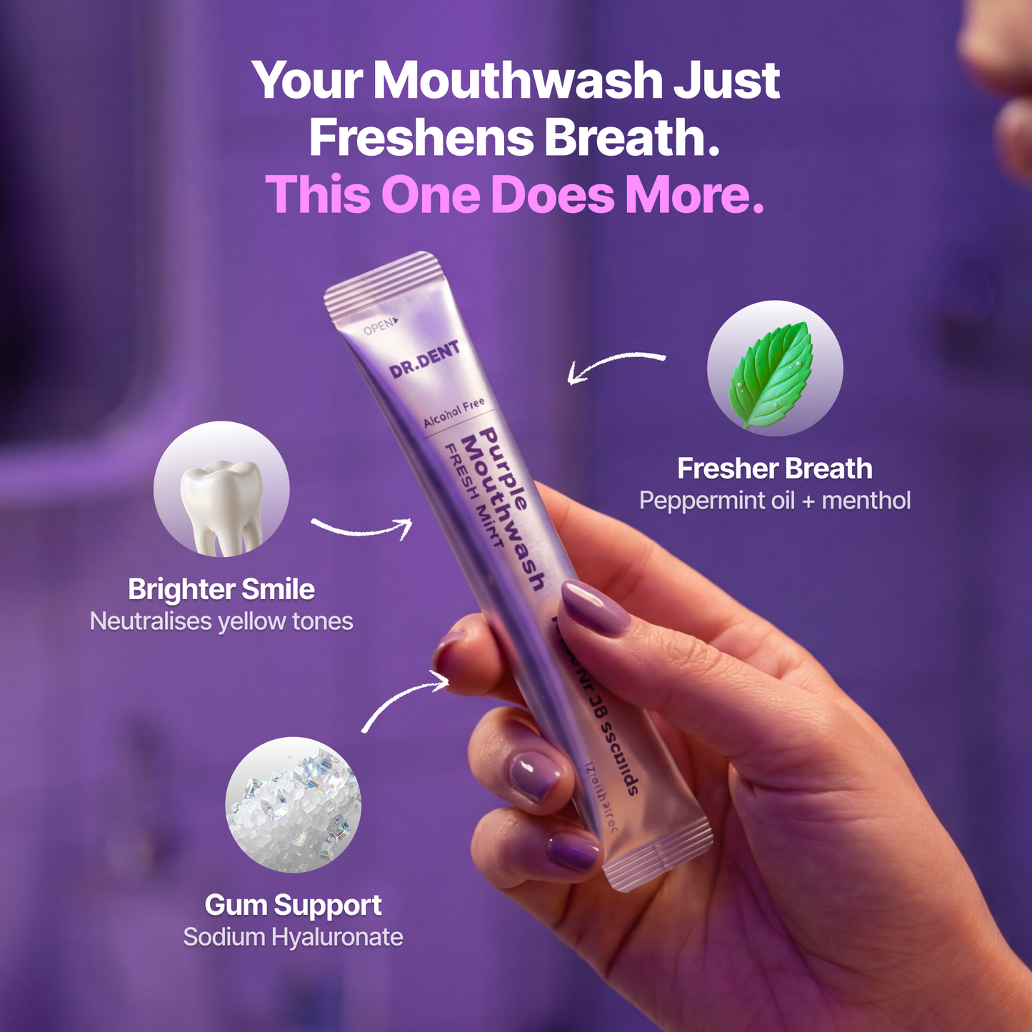 DR.DENT Purple Color Correcting Mouthwash